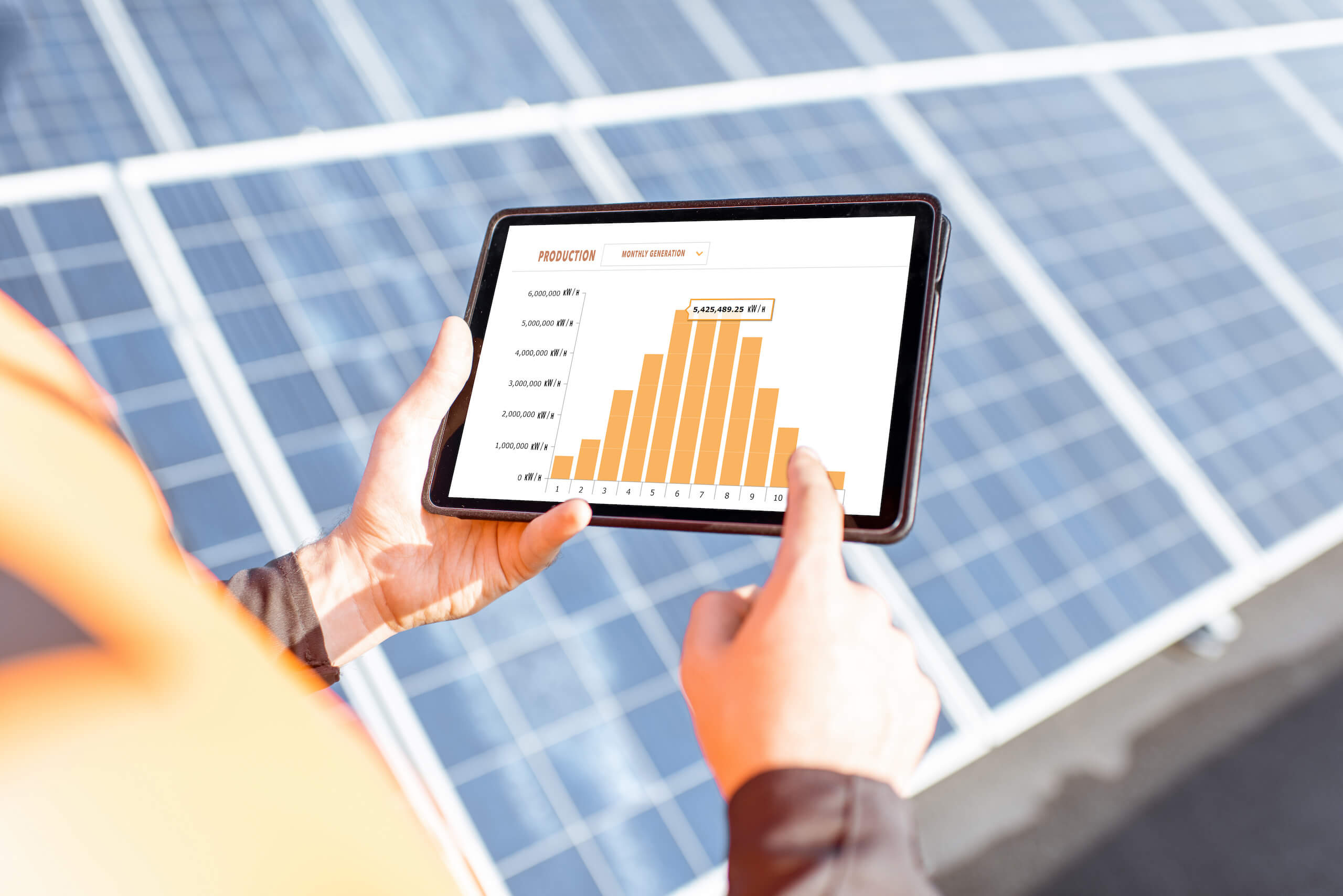 Homeowner using solar monitoring software in Phoenix, AZ. Homeowner using solar monitoring software in Phoenix, AZ.